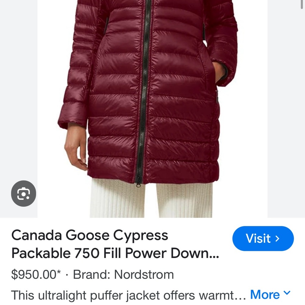 Canada Goose Red Puffer Jacket with Quilted Design